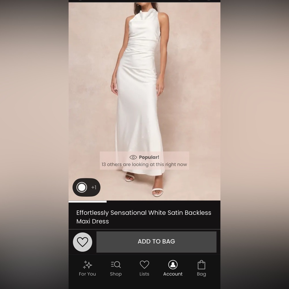 Lulu's White Satin Backless Gown